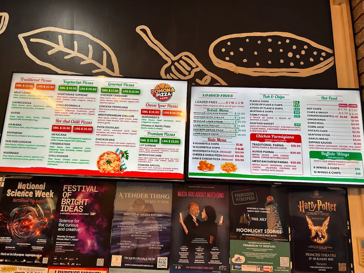 Menu, Pomona Pizza and Eats