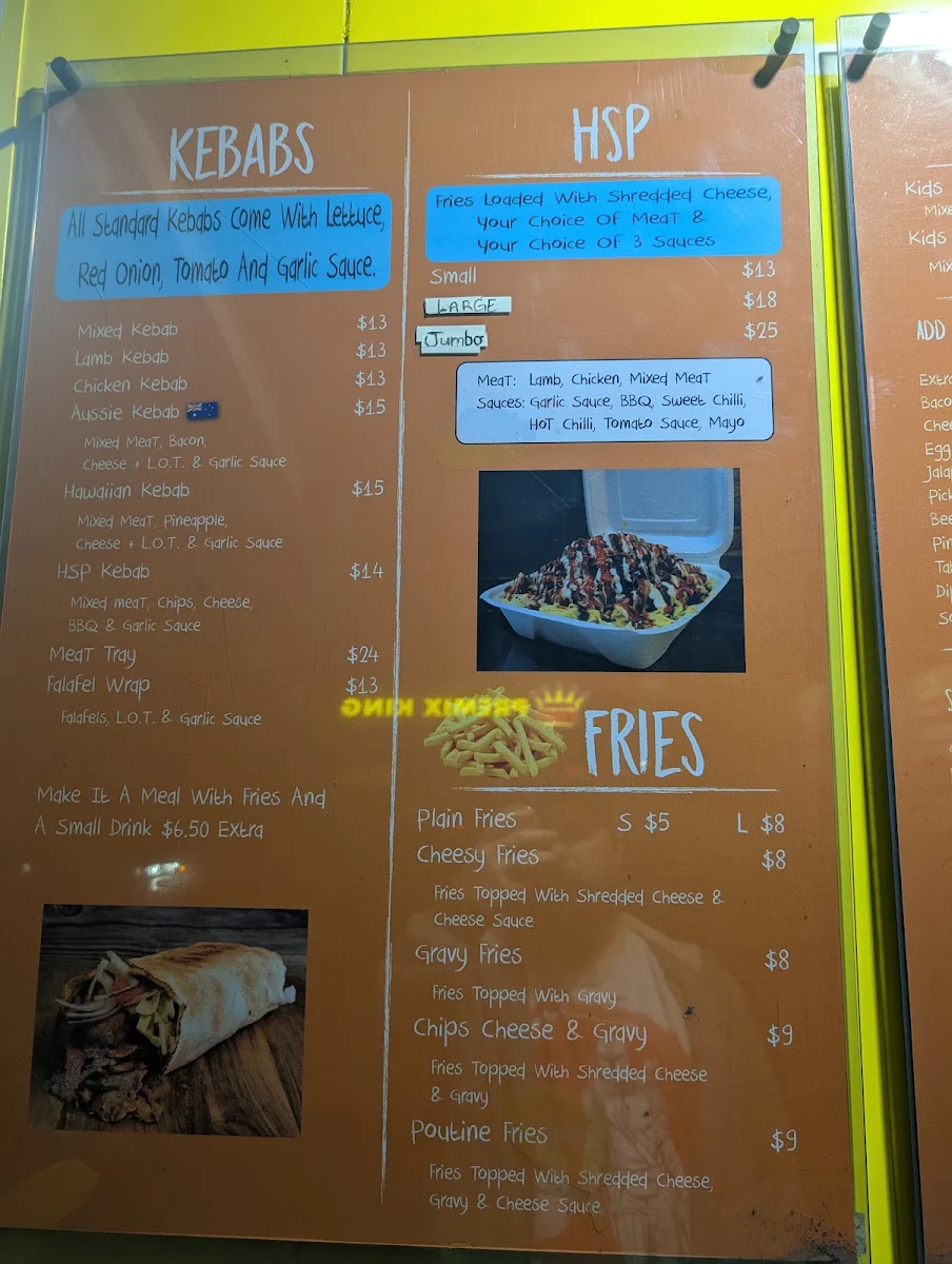 Menu, I Love HSP's & Kebabs