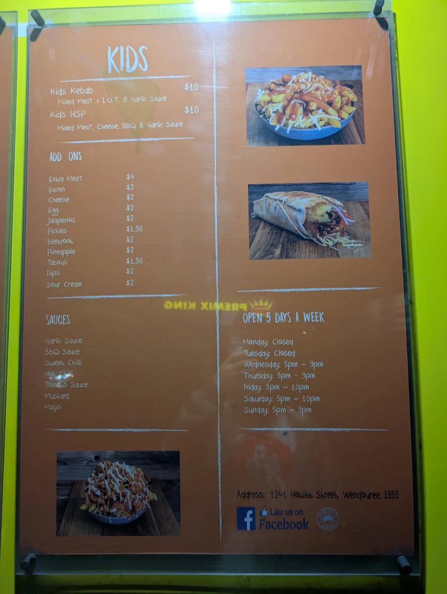 Menu, I Love HSP's & Kebabs
