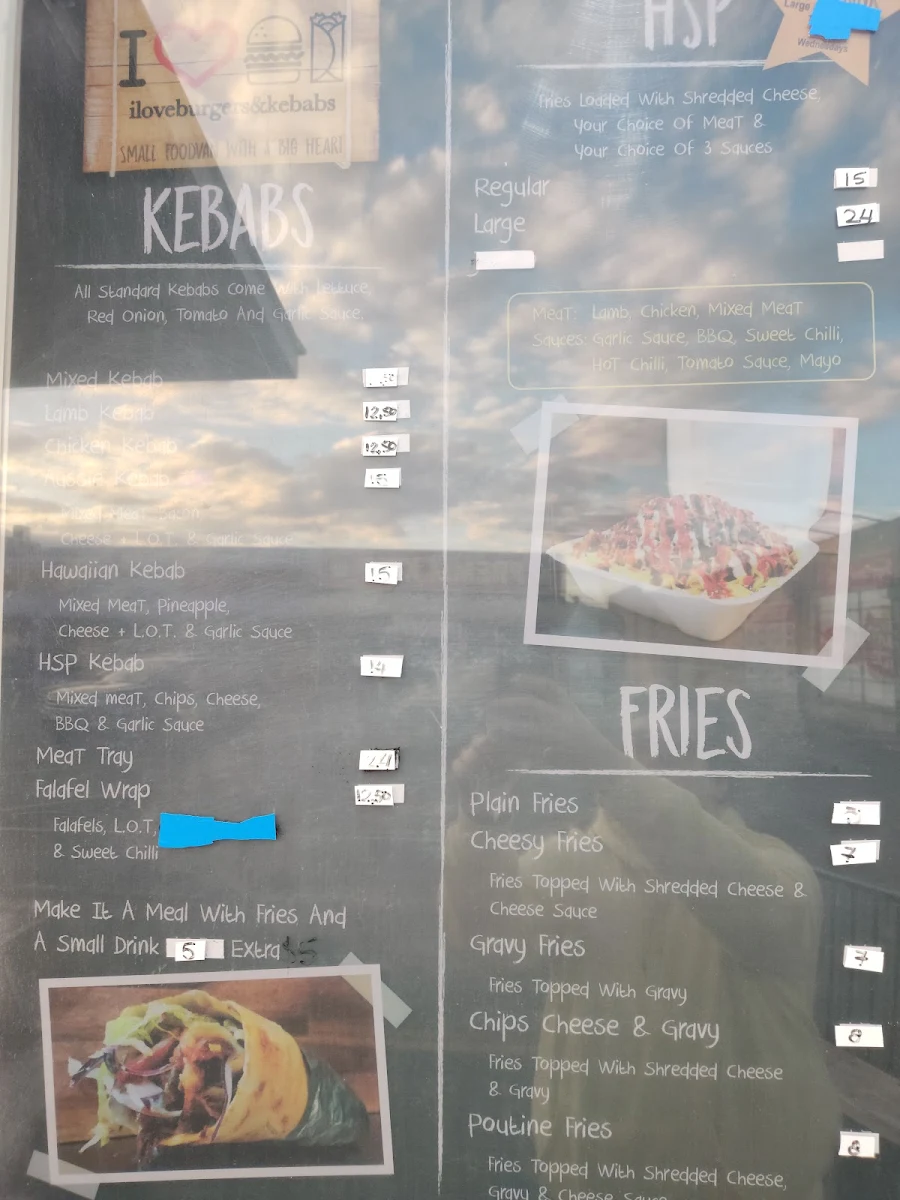 Menu, I Love HSP's & Kebabs