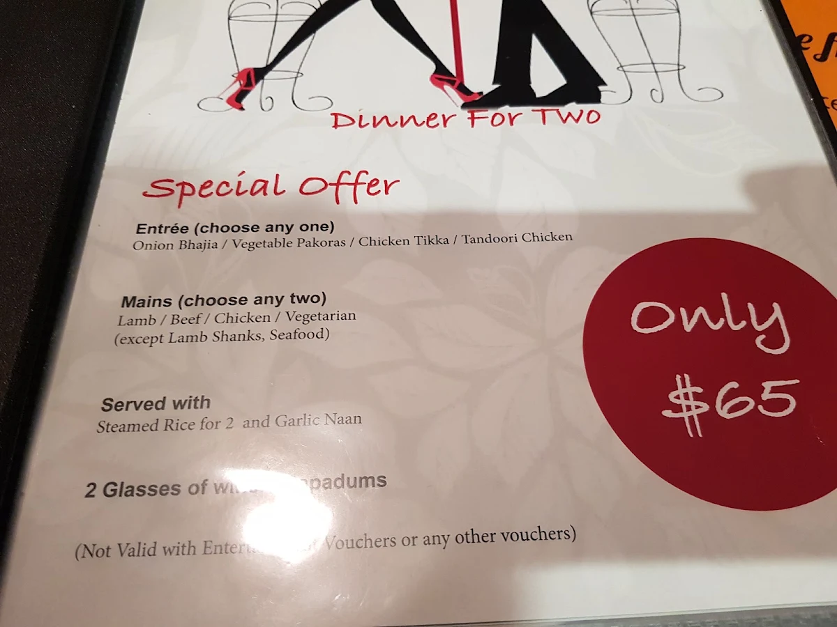 Menu, Indian Brasserie