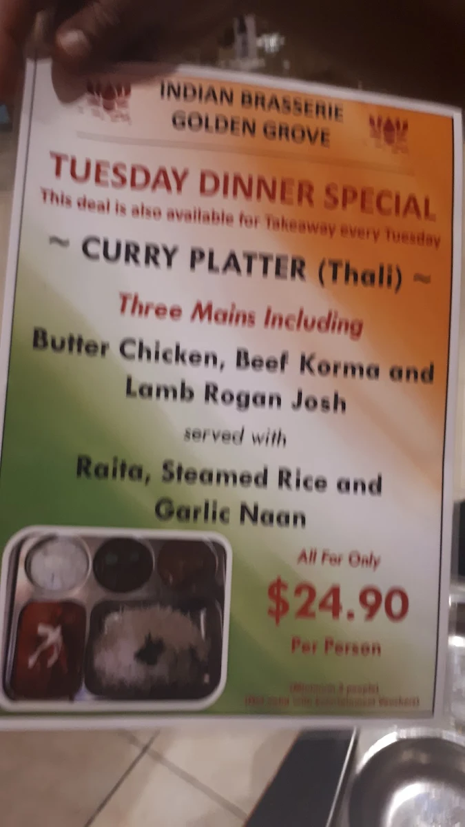 Menu, Indian Brasserie