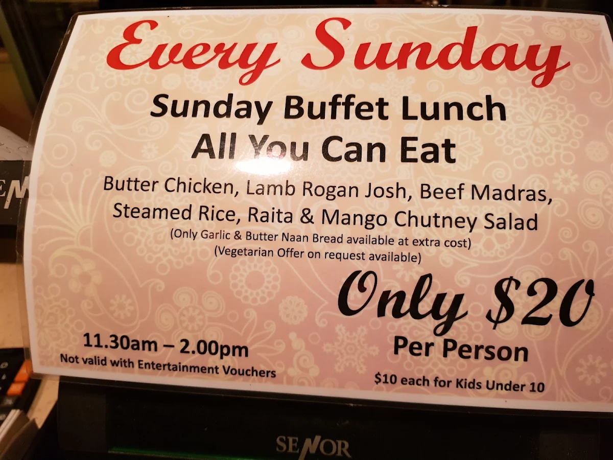 Menu, Indian Brasserie