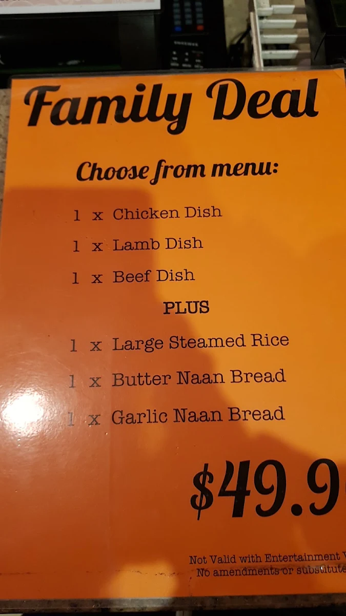 Menu, Indian Brasserie