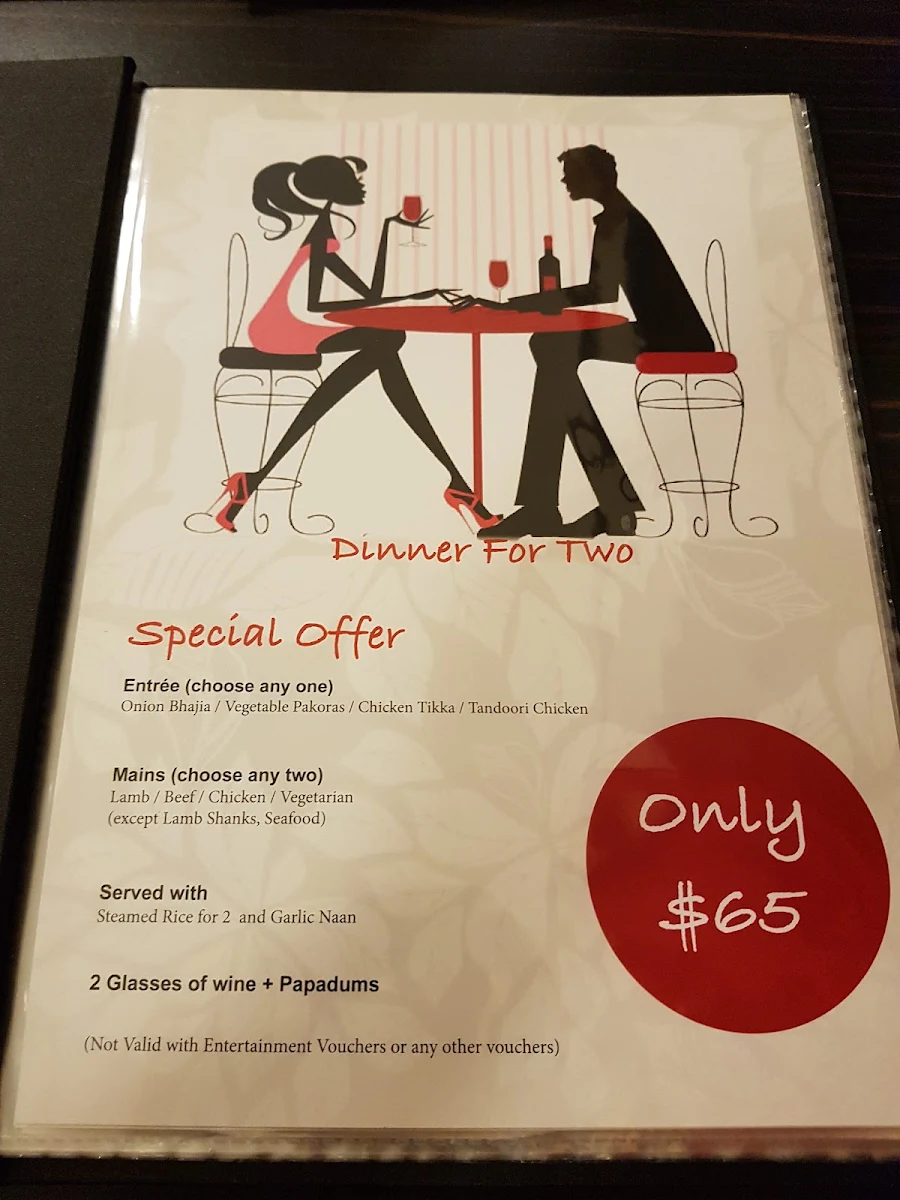 Menu, Indian Brasserie