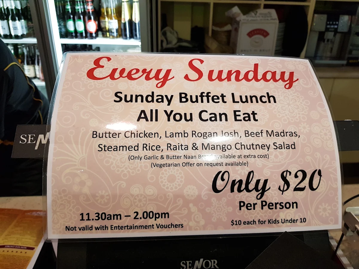 Menu, Indian Brasserie