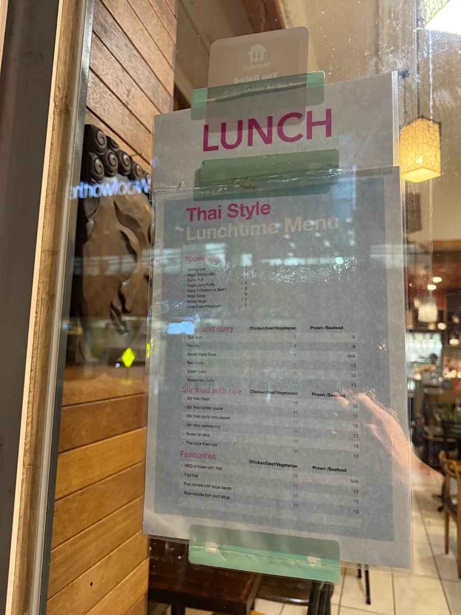 Menu, Thai Style Restaurant
