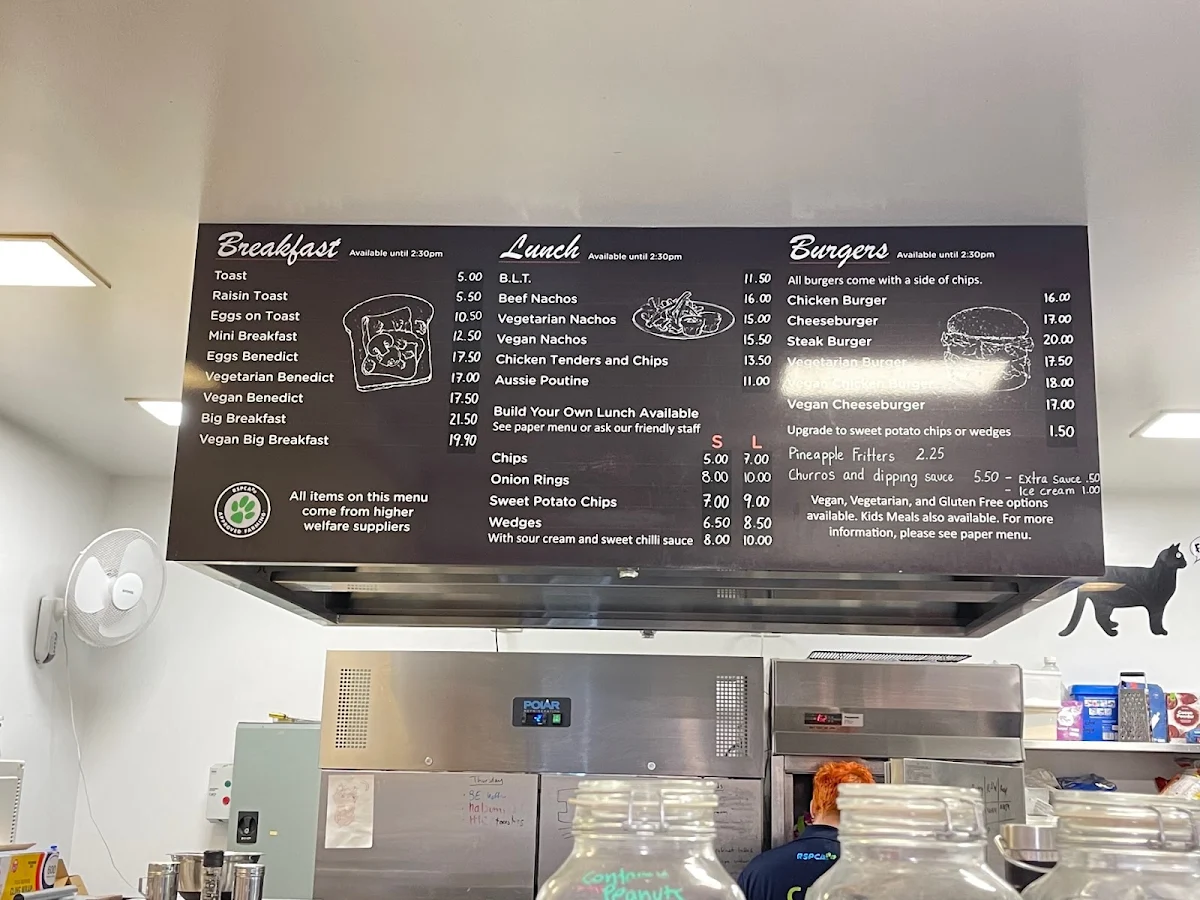 Menu, RSPCA Black Cat Café