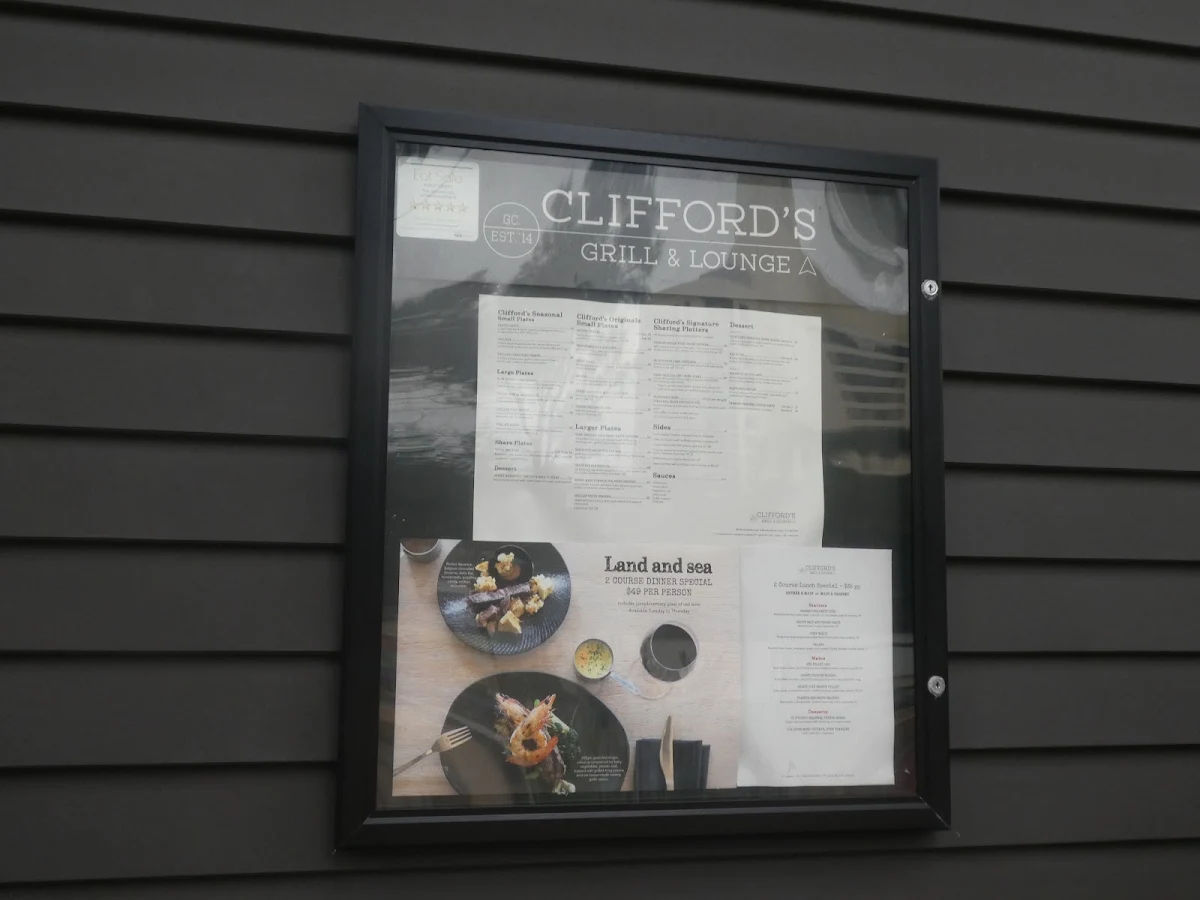 Menu, Clifford’s Grill & Lounge