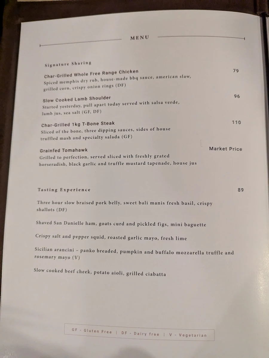Menu, Clifford’s Grill & Lounge