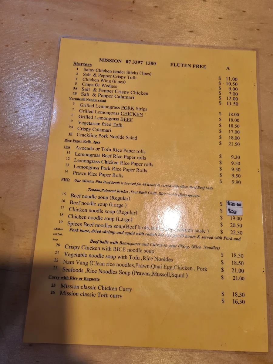 Menu, Mission Vietnamese