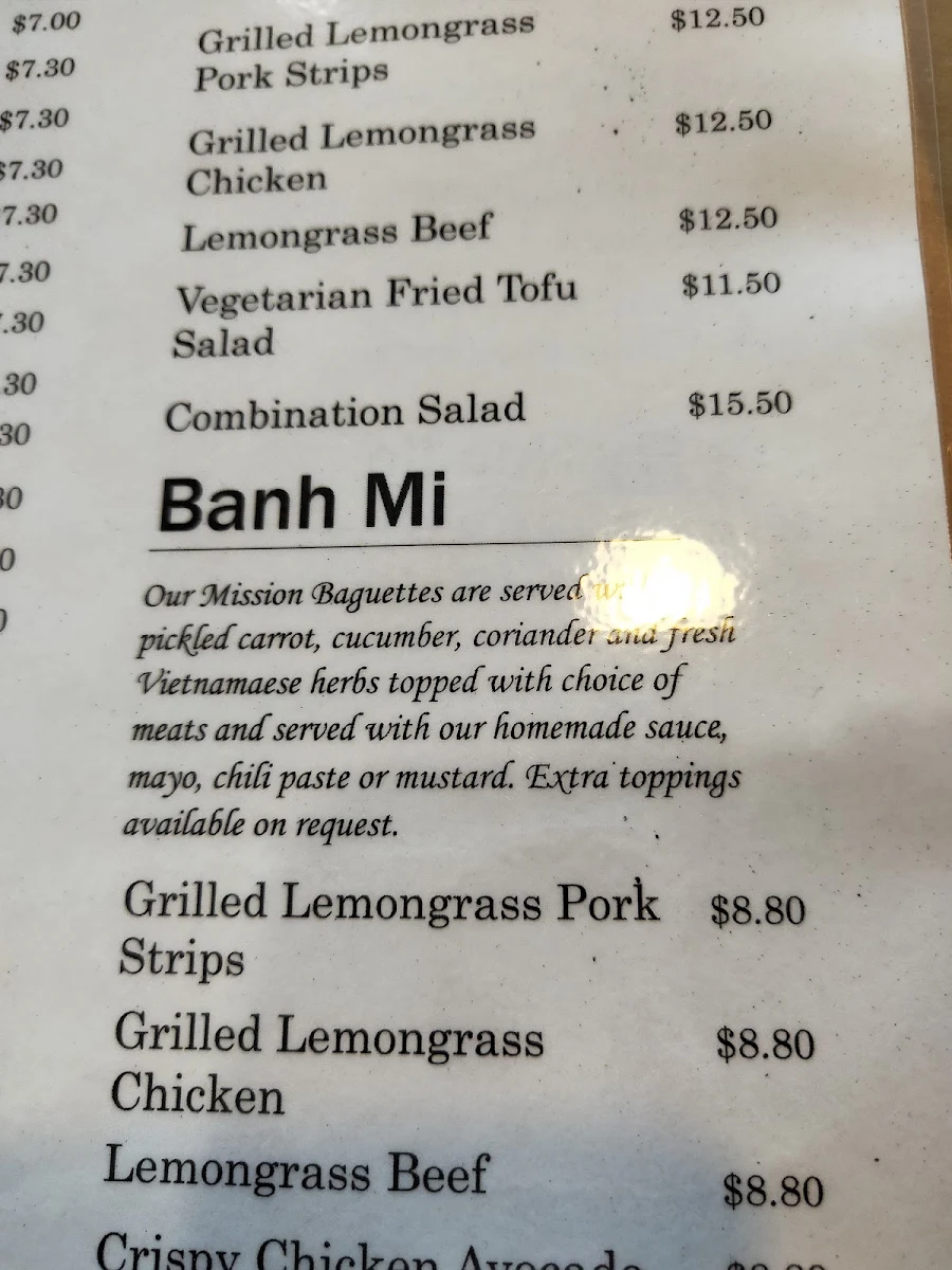 Menu, Mission Vietnamese