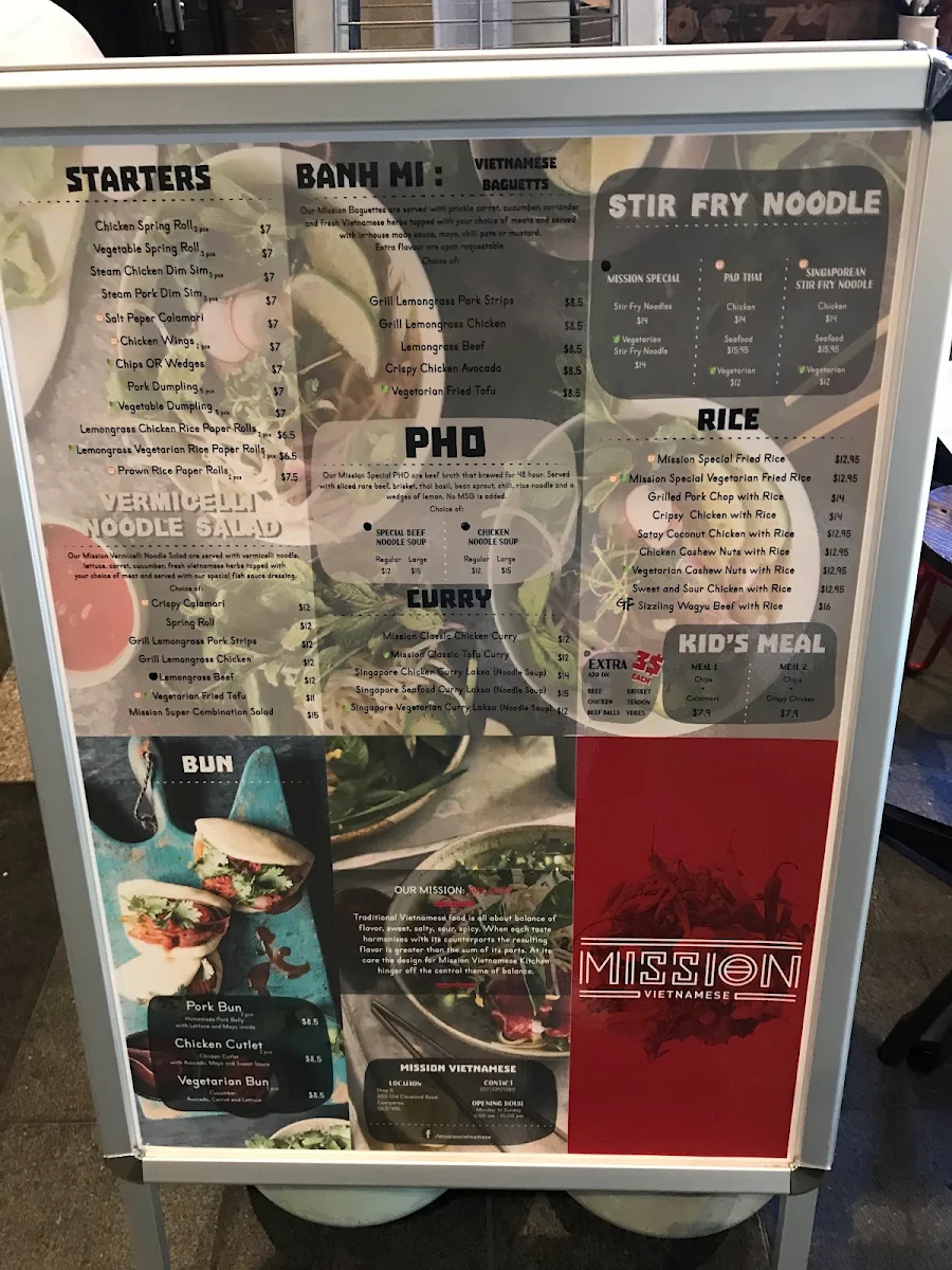 Menu, Mission Vietnamese