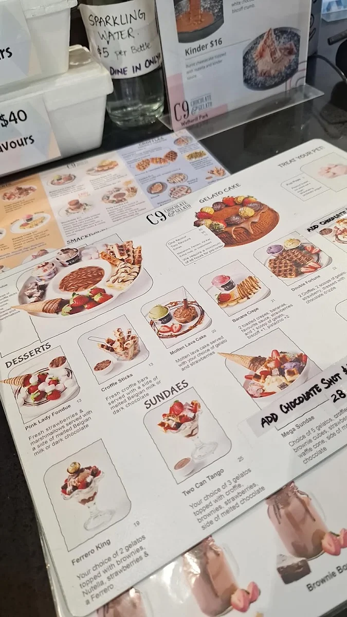 Menu, C9 Chocolate & Gelato Crows Nest