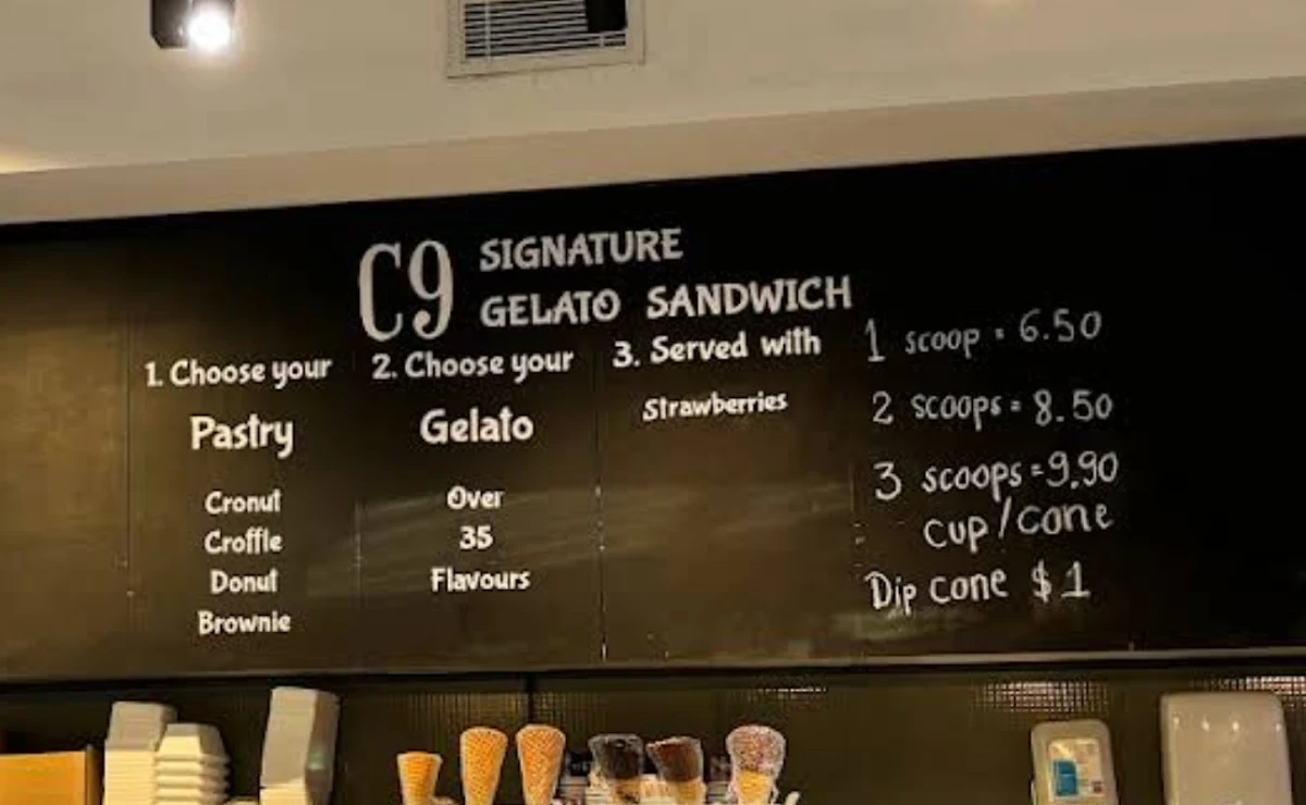 Menu, C9 Chocolate & Gelato Crows Nest