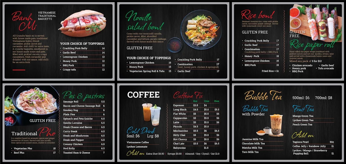 Menu, Banh Mi Station bakery & cafe