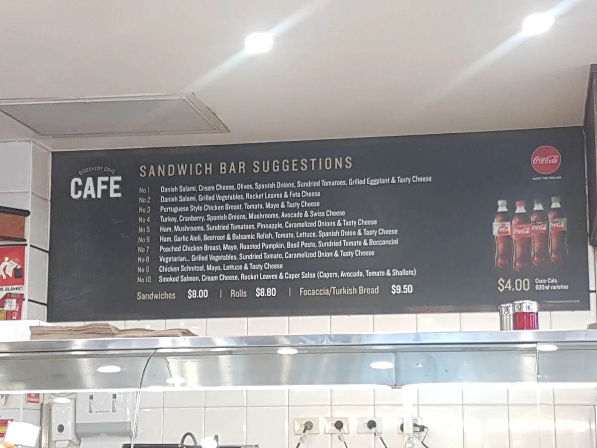 Menu, Discovery Cove Cafe