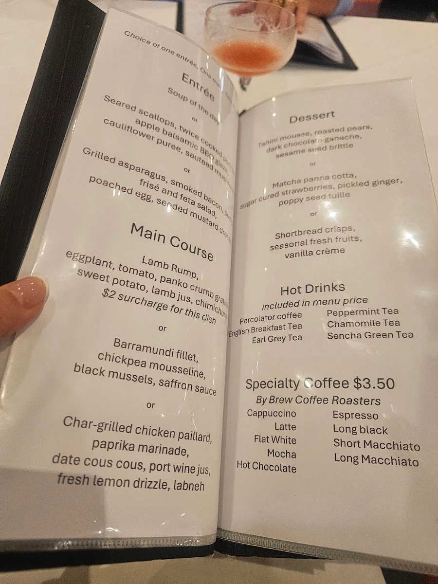 Menu, Bentley Pines Training Restaurant