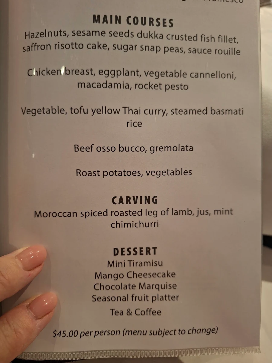 Menu, Bentley Pines Training Restaurant