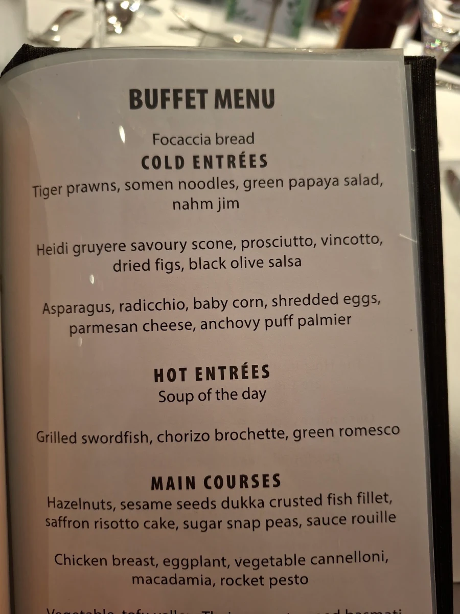Menu, Bentley Pines Training Restaurant