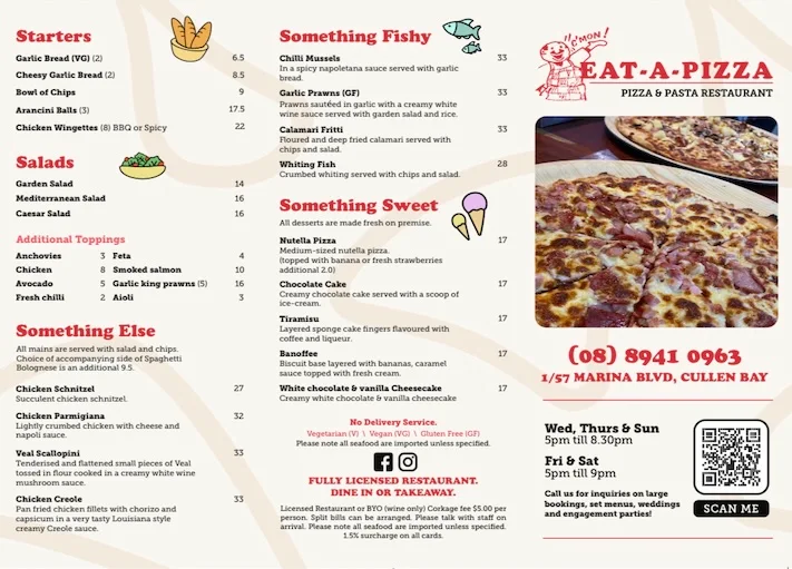 Menu, Eat-A-Pizza