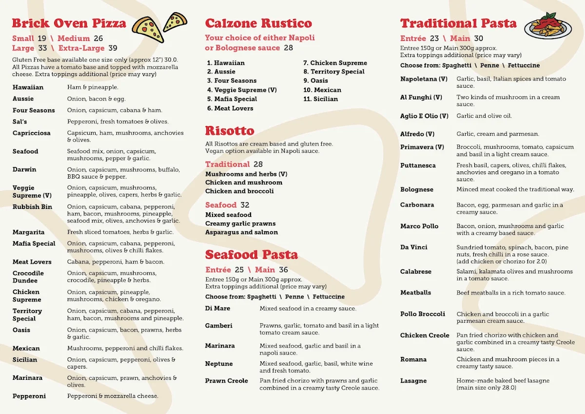 Menu, Eat-A-Pizza
