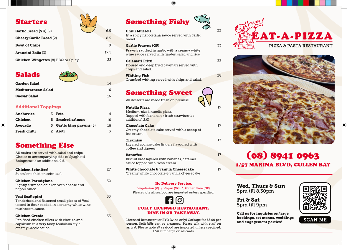 Menu, Eat-A-Pizza