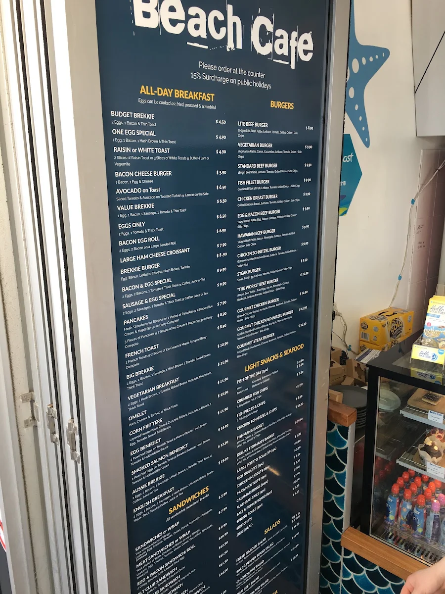 Menu, Beach Cafe