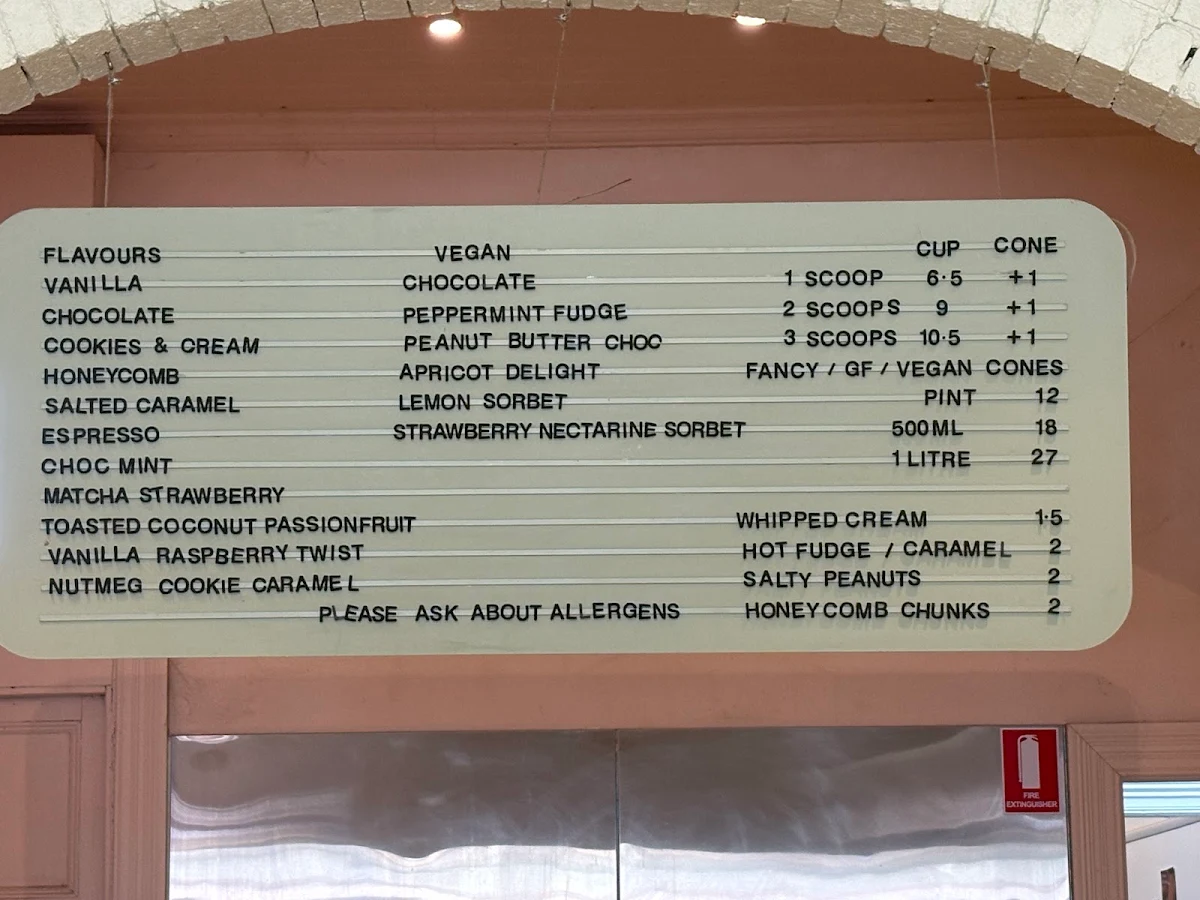 Menu, Billy van Creamy (Brunswick)