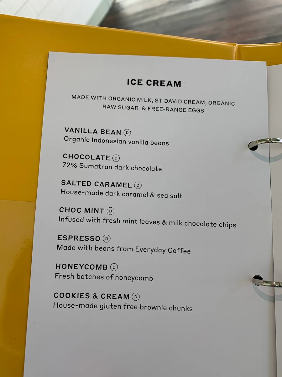 Menu, Billy van Creamy (Brunswick)