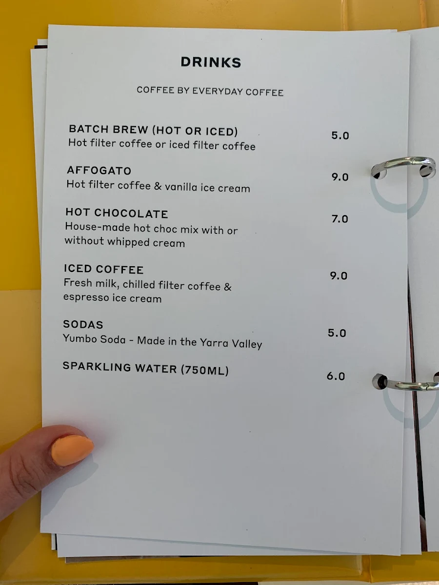 Menu, Billy van Creamy (Brunswick)