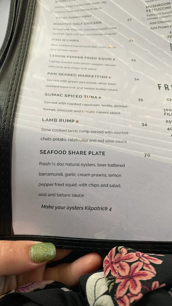 Menu, Sydney Junction Hotel