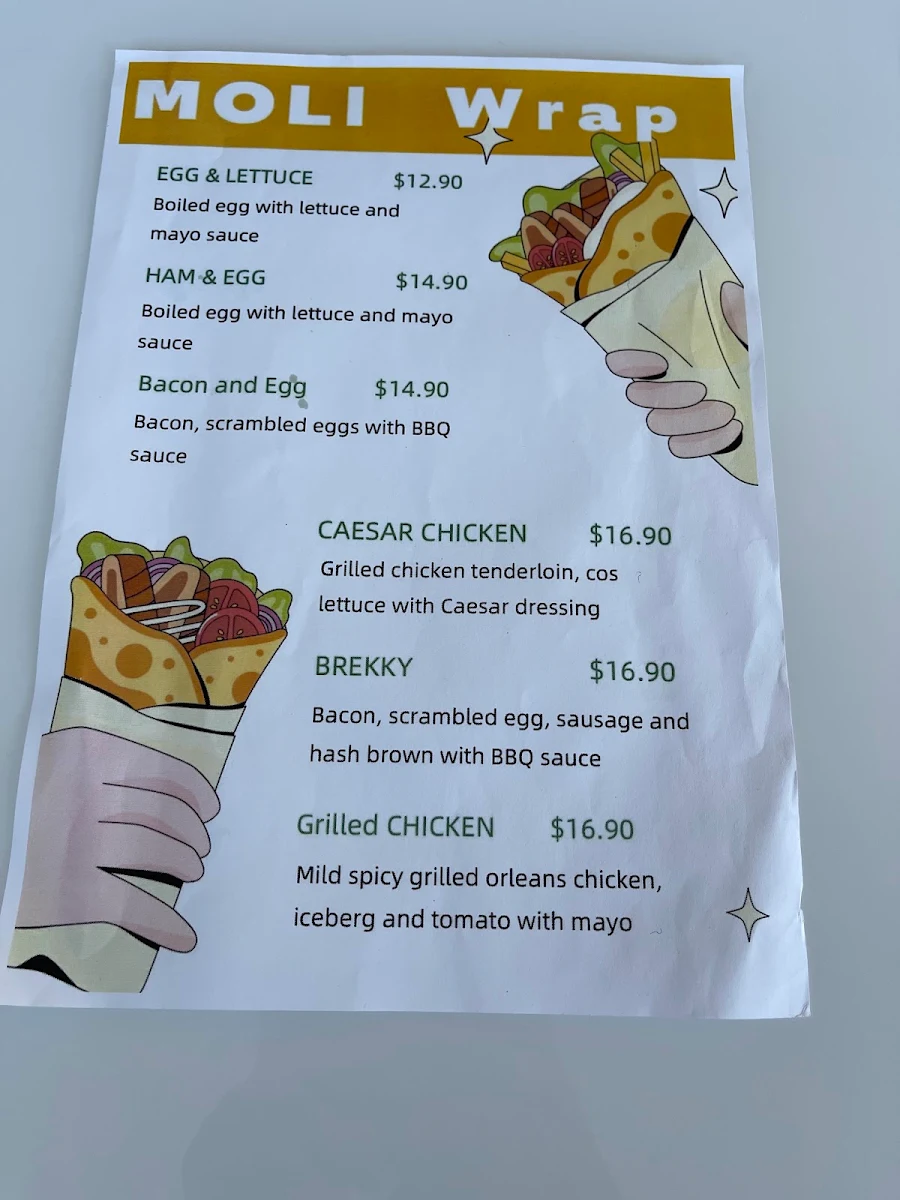 Menu, Moli Patisserie & Cafe
