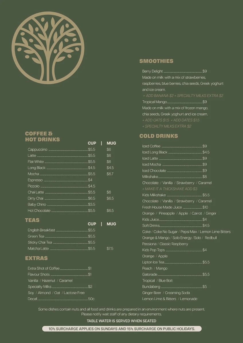 Menu, Alchemy on Victoria