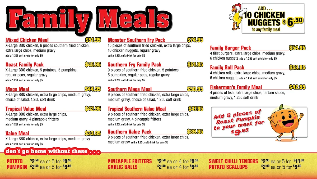 Menu, Chicken Mania Ballina