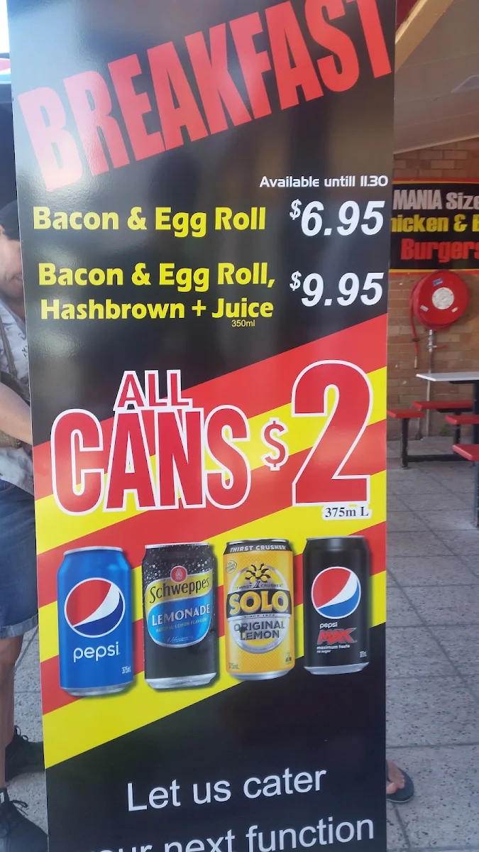 Menu, Chicken Mania Ballina