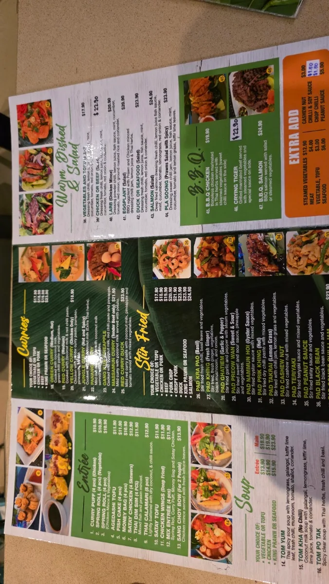 Menu, Banana Leaf Thai cuisine South Hurstville