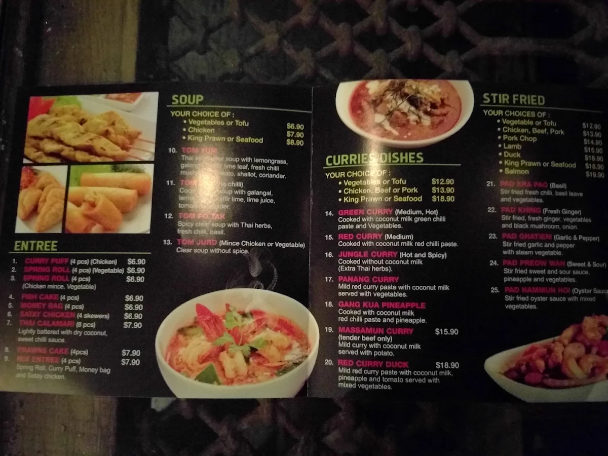 Menu, Banana Leaf Thai cuisine South Hurstville