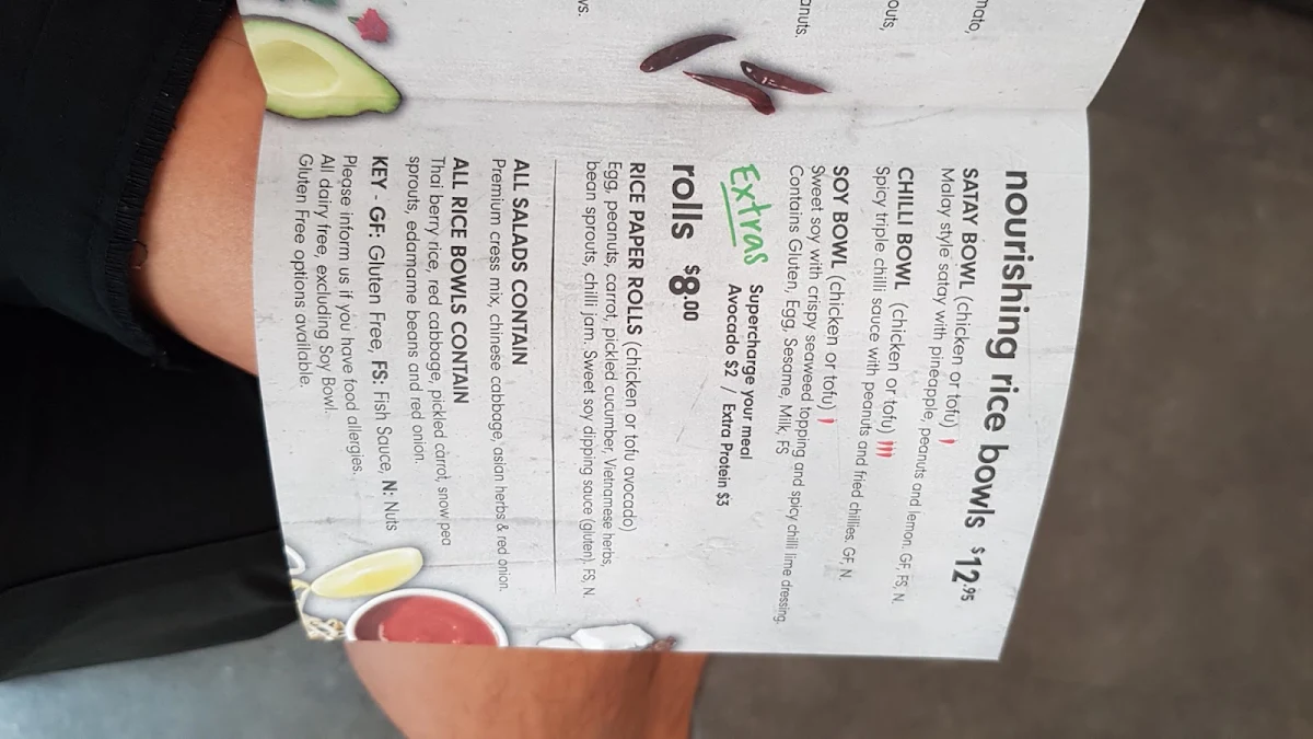 Menu, Banana Blossom Manly
