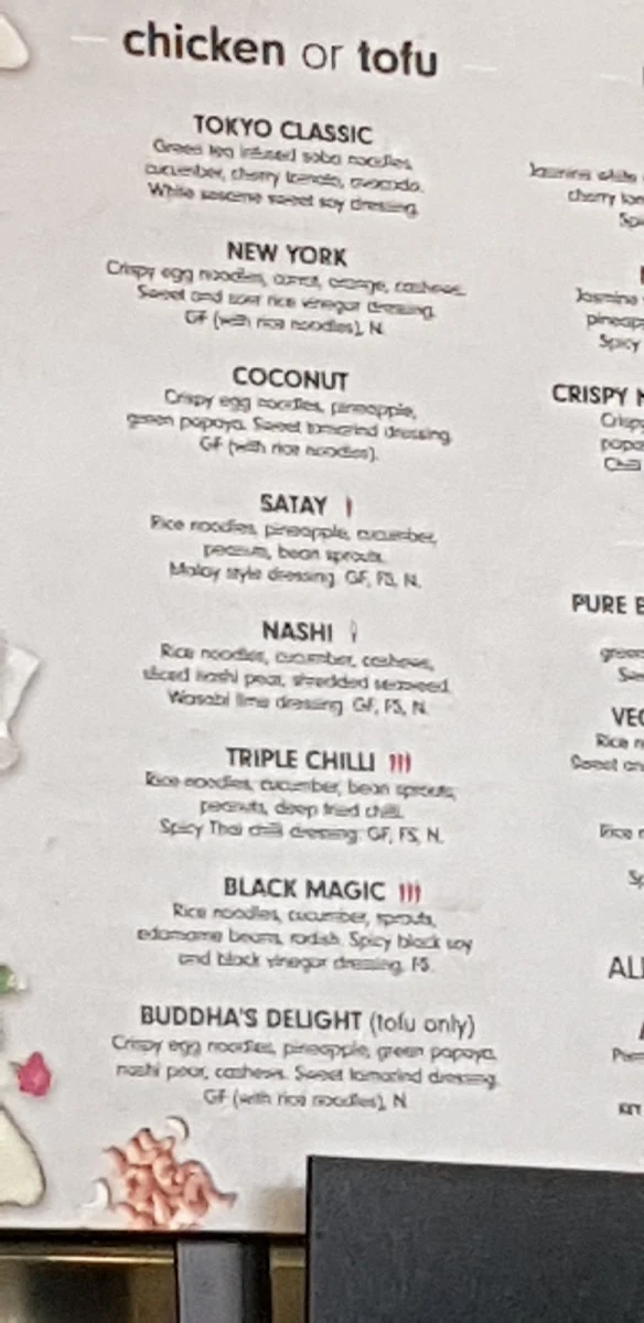 Menu, Banana Blossom Manly