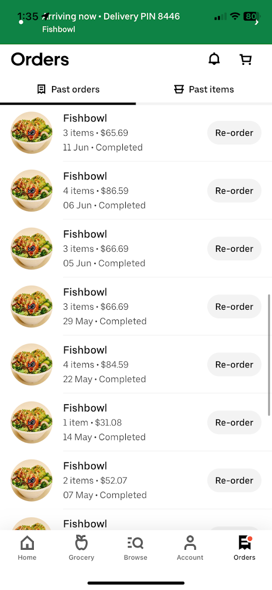 Menu, FISHBOWL - Docklands