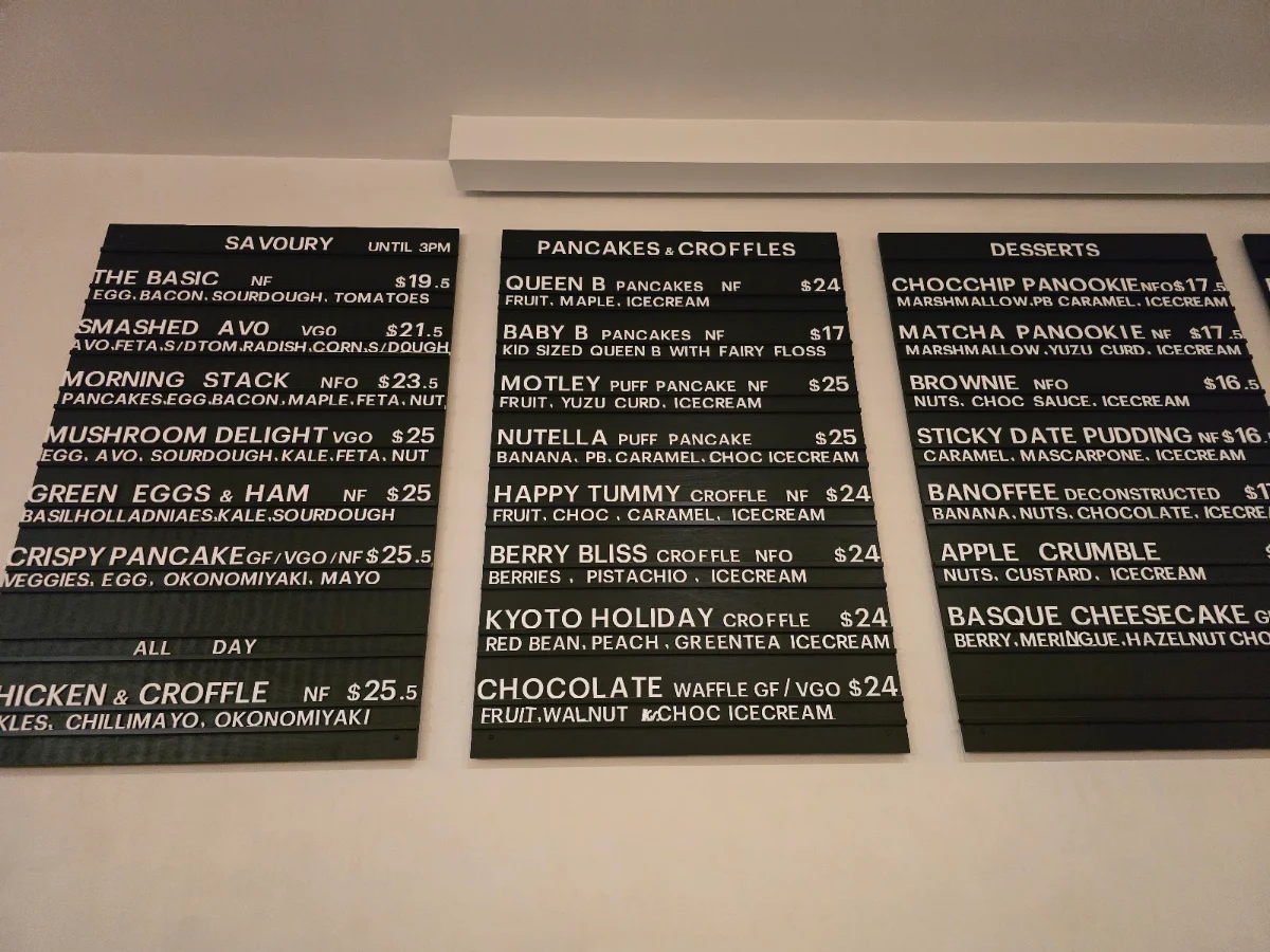 Menu, Honey Badger Dessert Cafe