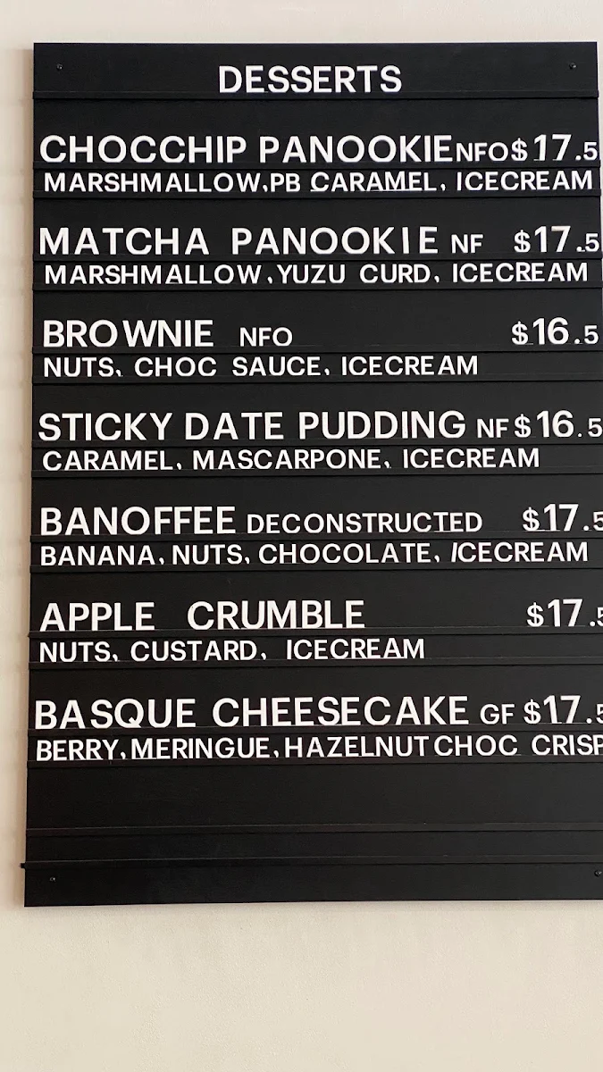 Menu, Honey Badger Dessert Cafe
