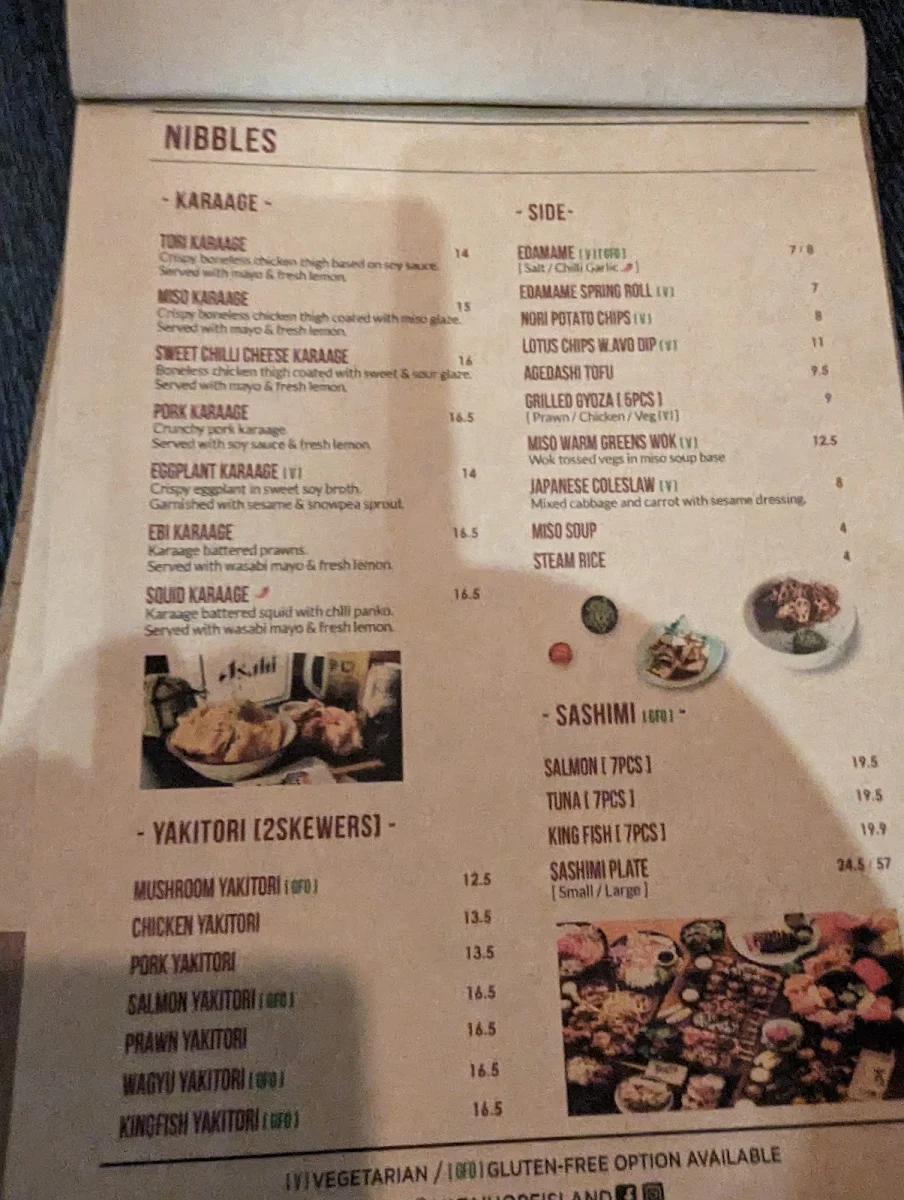 Menu, Yatai by Hatori Karaage Hope Island