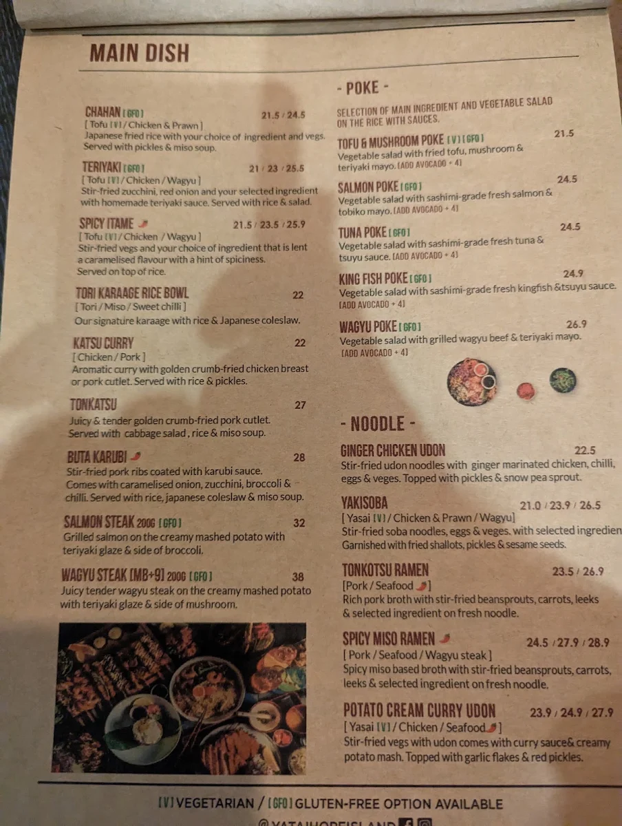 Menu, Yatai by Hatori Karaage Hope Island