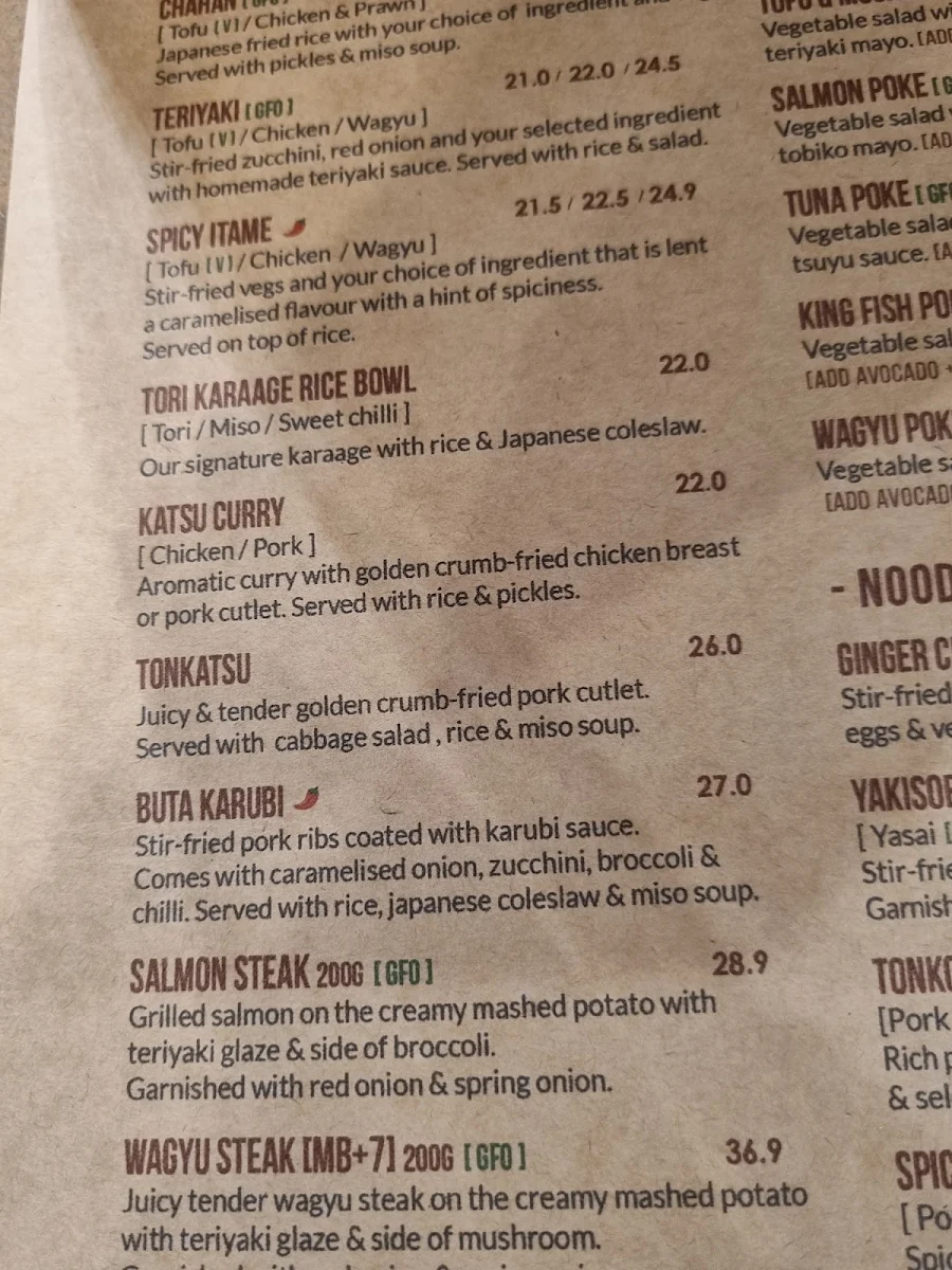 Menu, Yatai by Hatori Karaage Hope Island