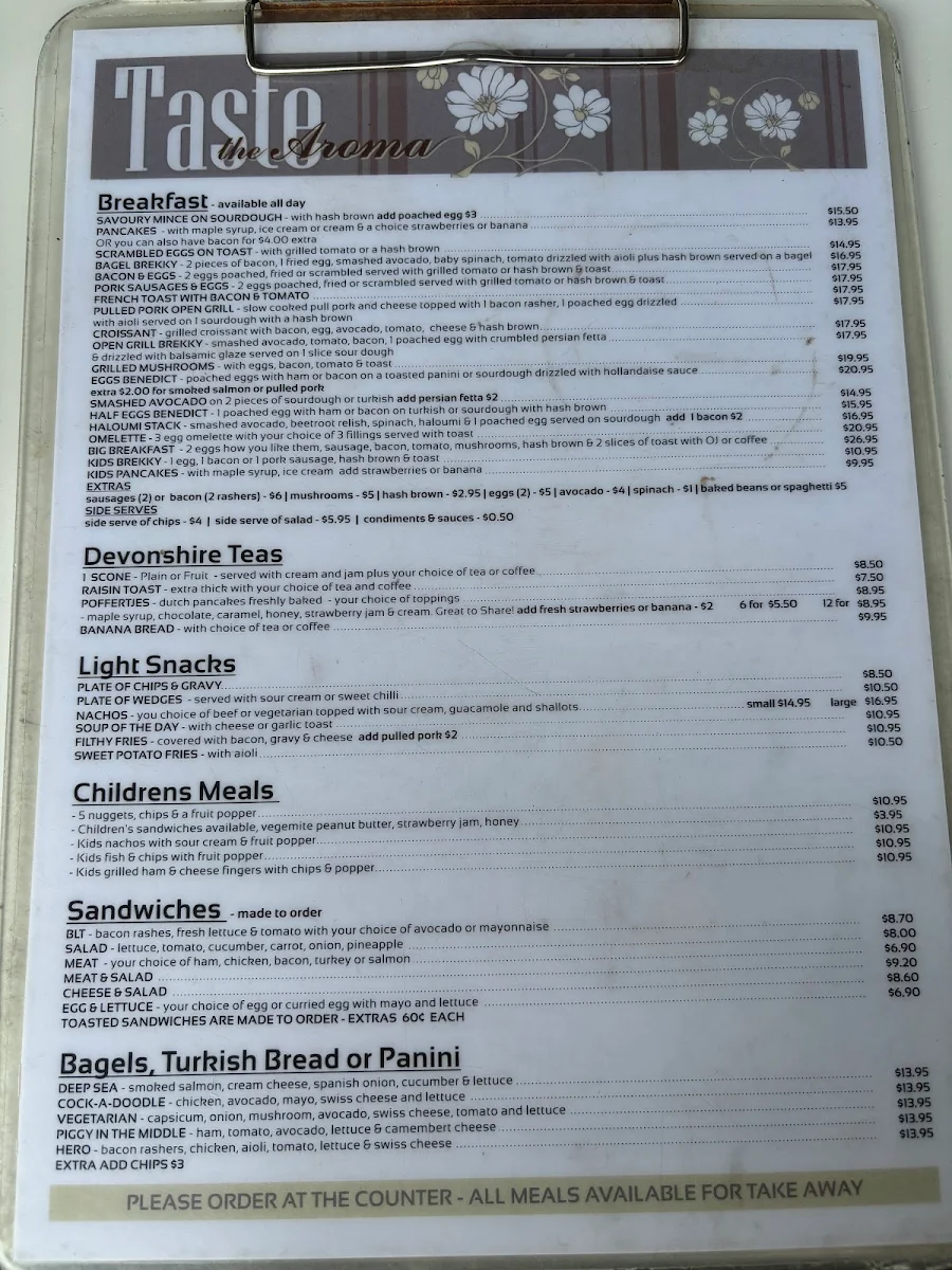 Menu, Taste The Aroma