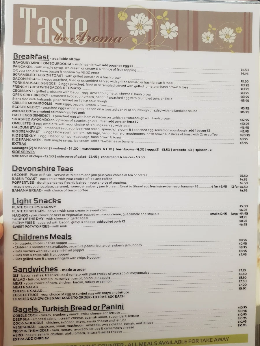 Menu, Taste The Aroma