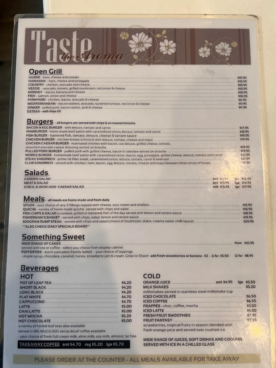 Menu, Taste The Aroma