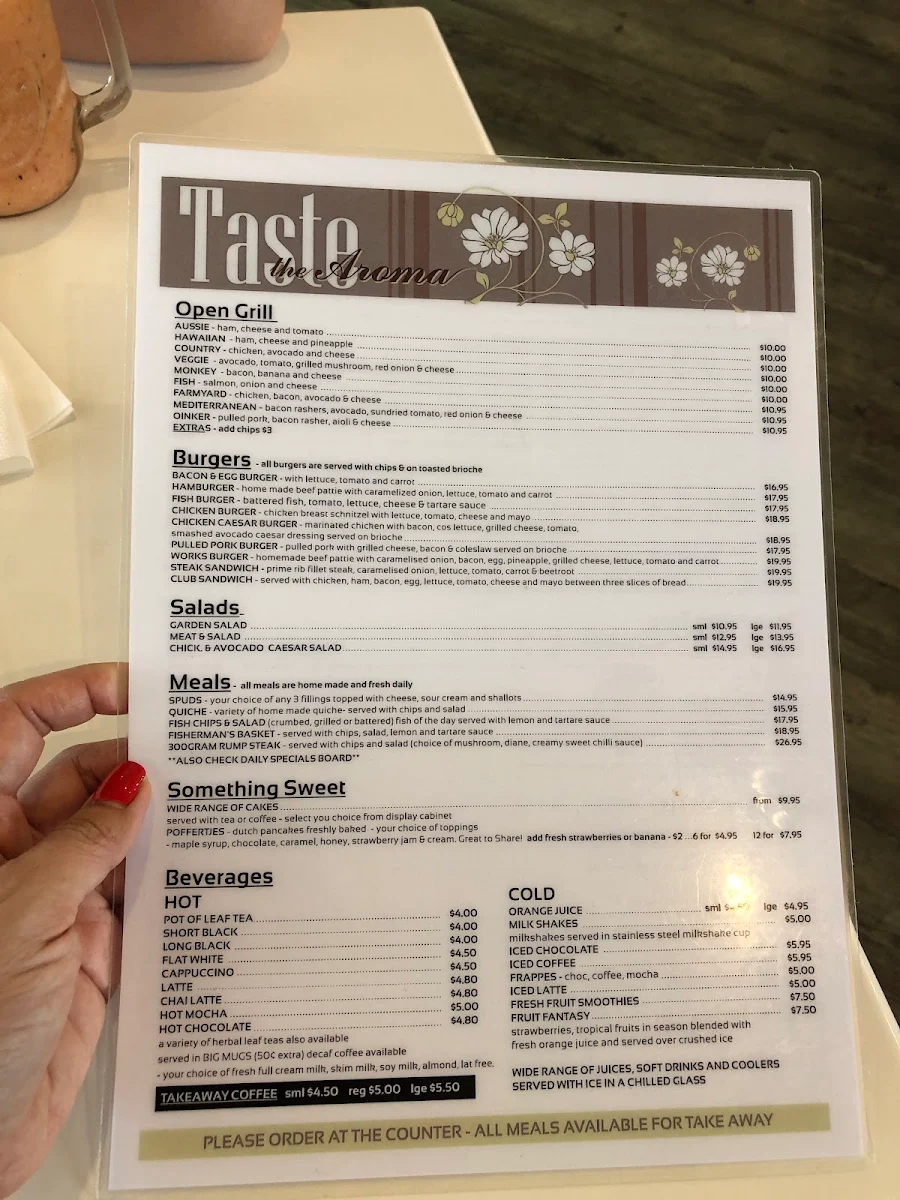 Menu, Taste The Aroma